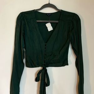 Blue life cropped blouse